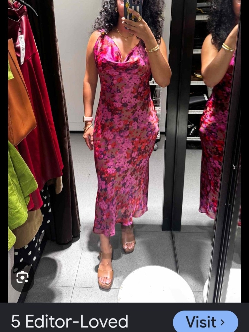 Zara Hot Pink Floral Backless Maxi Dress